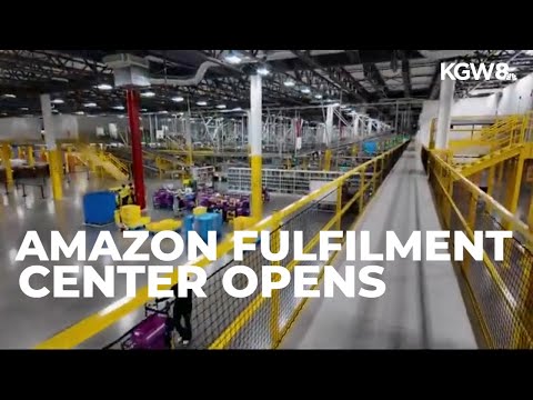YouTube video thumbnail: Amazon Opens Massive New Fulfillment Center in Woodburn