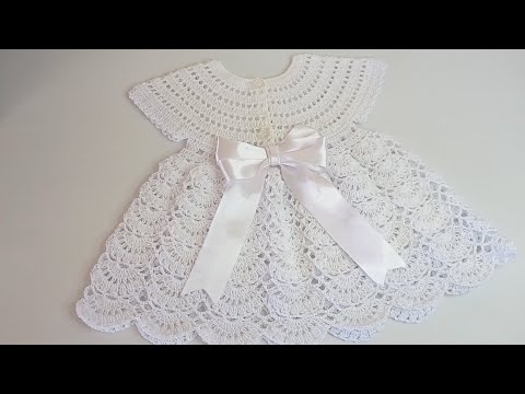 VESTIDO ELEGANTE A CROCHET PASO A PASO - TEJIDO SENCILLO Y FÁCIL DE REALIZAR  - 0 A 3 MESES