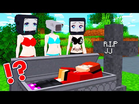 JJ Sad Story with TV GIRL in Village! Mikey Tru to SAVE Camera WOMAN in Minecraft! - Maizen