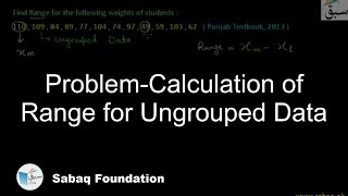 Problem-Calculation of Range for Ungrouped Data