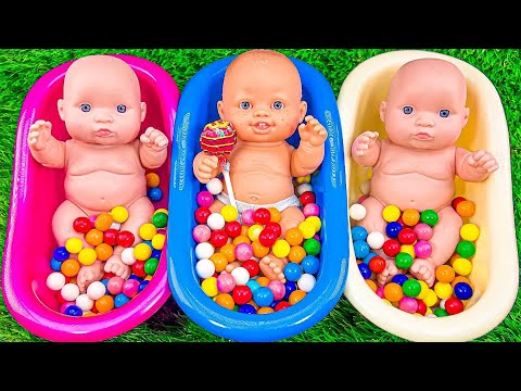 Satisfying Video Rainbow Mixing All Rainbow Candy in Bathtubs & EGGS Glossy Lollipop Cutting ASMR