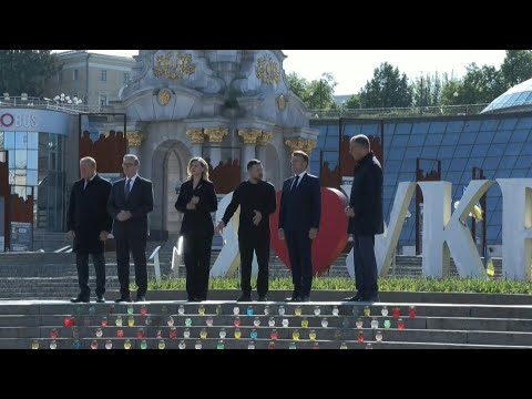 Macron, Merz, Starmer, Tusk and Zelensky honour fallen Ukrainians | AFP