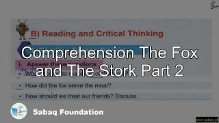 Comprehension The Fox and The Stork Part 2