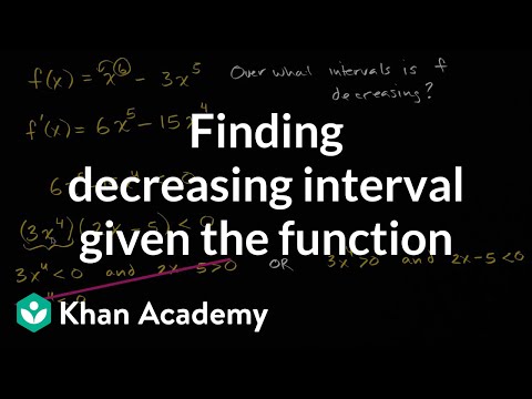 Finding decreasing interval given the function | Calculus | Khan Academy