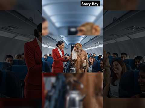 बंदर प्लेन में चाय बेच रहा है 😳 | #ai | #aishorts | #monkey | #cartoon | #trending | #funny