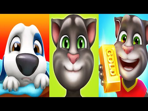 My Talking Tom vs Talking Tom Gold Run vs My Talking Hank old Gameplay Hank lvl 67 Ep4505