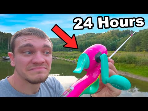 24 Hour Barbie Fishing Rod Challenge!