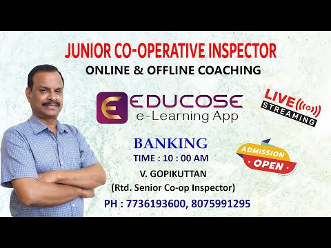 JUNIOR CO-OPERATIVE INSPECTOR : LIVE CLASS : BANKING