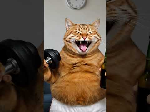 Orange cat trying to lose weight 😂
