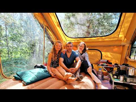 CAMPING with GIRLS in AIR TENT | COZY and RELAXING | ASMR