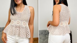 Granny square crochet top tutorial - Granny Stitch Crochet Top - Free Crochet Pattern