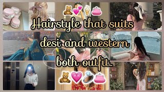 hairstyle idea & tutorial for both types of lookss western and traditional..🧸🪞🎀✨ #youtube #hairstyle