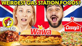Brits Try The Weirdest Gas Station Foods in America!
