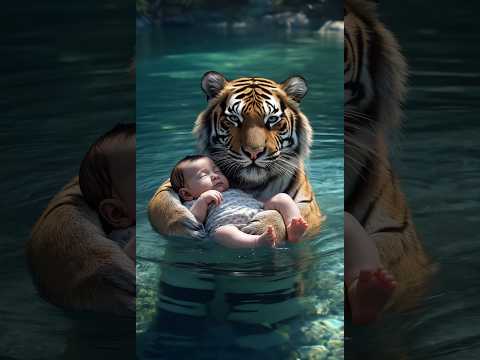 The little orange cat begged the tiger to save the baby #cat #story #rescueefforts #tiger