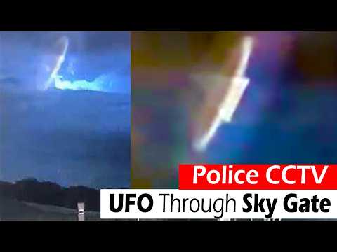 Mysterious Triangle UFO Passes Through Sky Gate - Police CCTV Footage