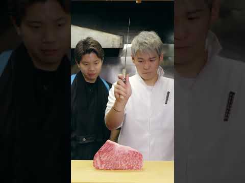Cut the Wagyu with the sharp knife.🔪✨@kaneya-syokudouChannel #knife #sharpening #sharpener #asmr