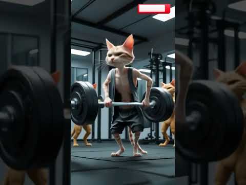 Monkey Laughs at Skinny Cat’s Gym Fail! 🐒😹 #Shorts