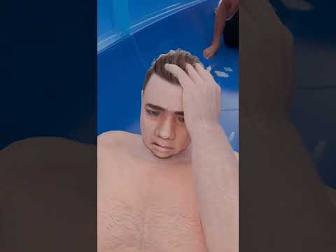 man gets stuck on waterslide