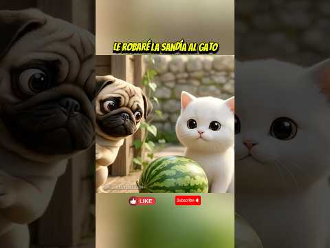 El perrito cortó la sandía y apareció otra🍉😱 #shorts #dog #cat #kitten #cartoon #shortsviral #gatos