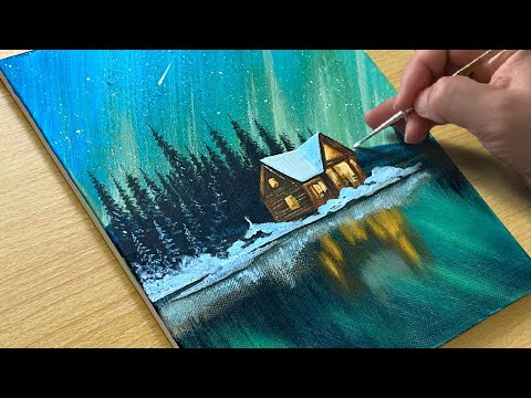 Winter Lake Painting / Acrylic Painting / STEP by STEP