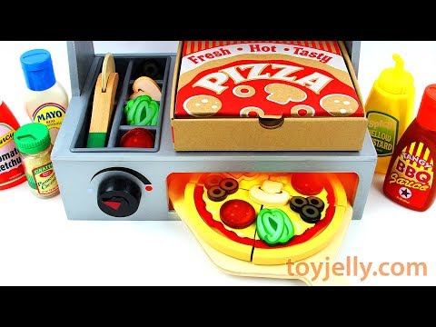 How to Make Play Doh Pizza Toy Velcro Cutting with Microwave Oven Baby Toy Appliance for Kids