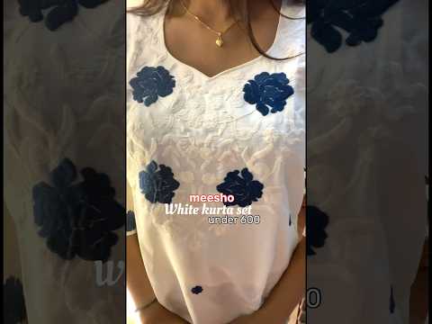 kurta set under 600 🤍#meeshofinds #kurtaset #white #ytshorts #meesho #ashortaday #shorts