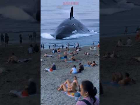 Up in arms..!! a giant orca whale shored up on the beach #amazing #killerwhale