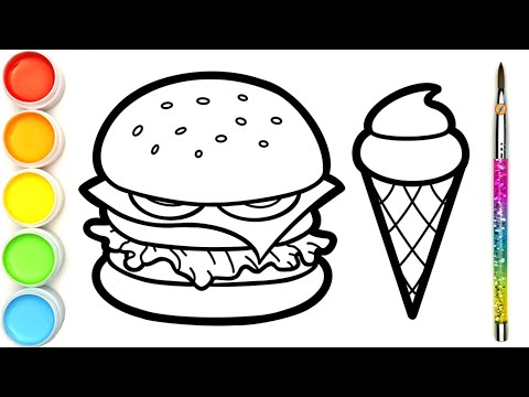 Tasty Burger and Ice Cream Drawing and Coloring Videos  / Kids Video For Sleep and Relax