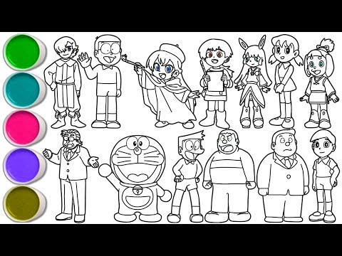Draw Doraemon Anime Characters in Minutes! - Nobita, Shizuka, Suneo, Gian, Doraemon & others