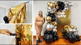 Como hacer un Arco de Globos e instalarlo sobre Tela Shimmer 🎉 Balloon Garland On Backdrop 🎉