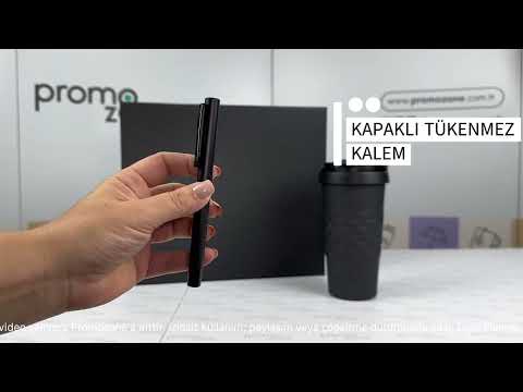 14×21 Termo Deri Mıknatıslı Defter, Metal Roller Kalem & 540 ml Saplı Termos Bardak Kutulu Diamond VIP Hediye Set Promozone