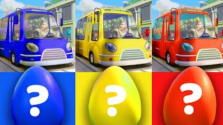 Wheels On The Bus - Learn Colors with SURPRISE EGGS - Kids Songs and Nursery Rhymes