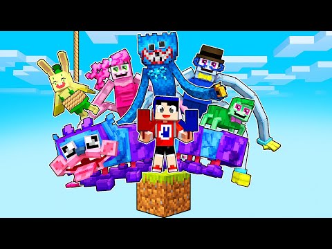 JOGANDO COM TODOS OS MONSTROS DE POPPY PLAYTIME em APENAS UM BLOCO no MINECRAFT!