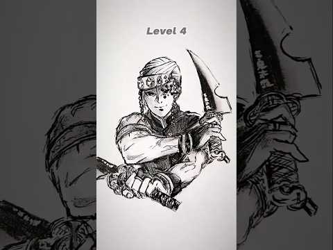 How to draw Tengen in different levels 😳 #shorts #anime #drawing