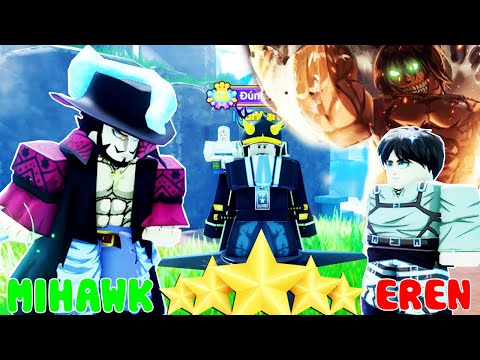 Roblox - NHẸ NHÀNG 900 GEMS HÚP 2 TƯỚNG 5 SAO EREN TITAN VÀ MIHAWK + CODE - All Star Tower Defense X