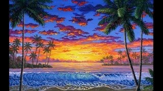Melukis Matahari Terbenam Pantai Tropis Menggunakan Akrilik Atas Kanvas Youtube