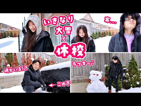 突然の大雪で学校が休校になってラッキー・ラッキーな日のVlog🤗 庭のカバーした庭のテーブルの下に何か動物が住み着いていませんか❓