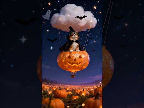 🎃 Happy Halloween! The Coolest Cat in a Pumpkin Balloon! 🐱✨