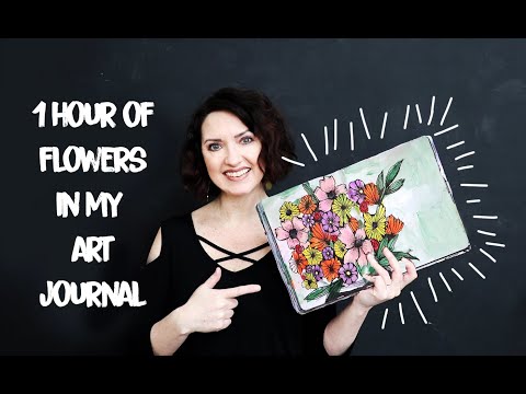 one hour of flowers in my art journal