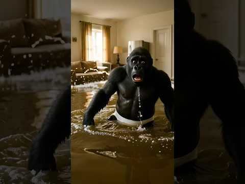 Dad Was Washed Away… and Baby Burst Out Laughing! #shorts #monkey
