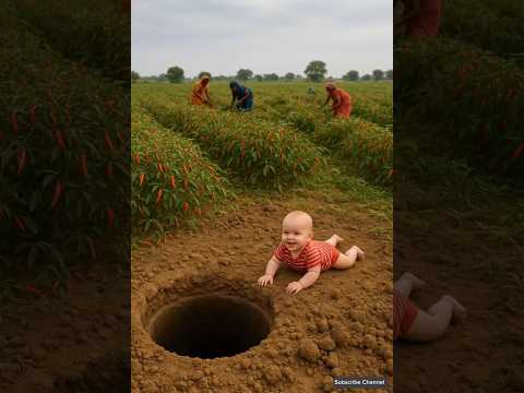 Cute baby falls into a pit and is saved by the rescue team 😭#ai #baby #cutebaby #team
