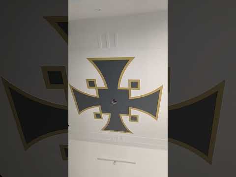 wall painting gold colour fast coat POP design bedroom #wallcoverings #trendingvideo #homedecor #art