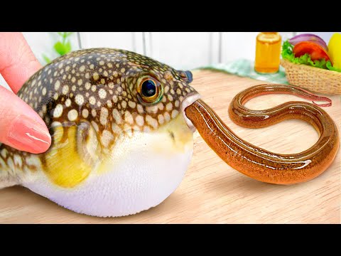 BEST Seafood Recipe 🐡 Satisfying How To Cook Miniature Fried Puffer Fish | Mini Yummy ASMR