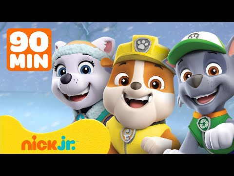 Patrulha Canina | Rubble & Rocky Resgatam Daring Danny + MAIS Resgates na Neve! | Nick Jr.