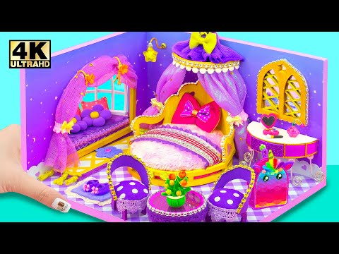 Transform Cardboard - Building Luxurious Mini Purple Bedroom for Princess 💜🏰 DIY Miniature House