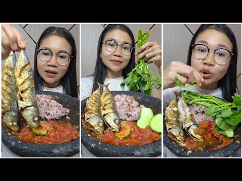 Mukbang lalap batang kangkung muda