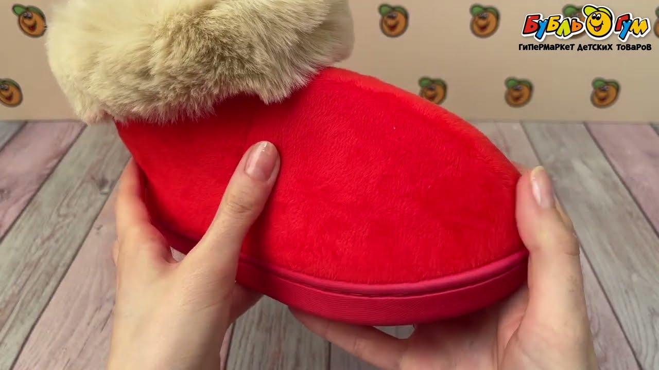 Сапожки Barbaris домашние с меховым декором красные - видео Сапожки Barbaris домашние с меховым декором красные - видео