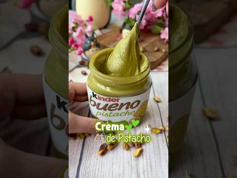 Crema kinder pistacho 💚 #receta #recetaspostres