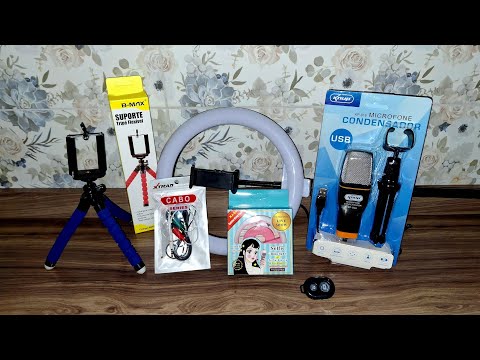 Kit Youtuber - Tripé - Microfone Condensador - Ring Light - Unboxing