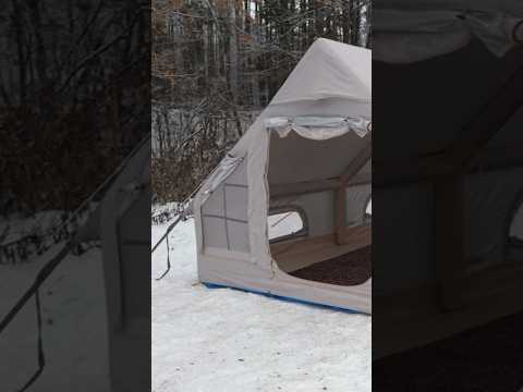 Ночь в лесу в надувном доме #фрост #shorts #frost #выживание #бушкрафт #лес #зима #кемпинг